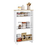 BukkitBow - Smalle Keukentrolley - 3 Lagen - Met Wielen & Rem - Houten Planken & Metalen Frame - Voor Keuken, Badkamer & Kantoor