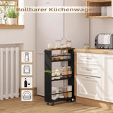 BukkitBow - Smalle Keukentrolley - 3 Lagen - Met Wielen & Rem - Houten Planken & Metalen Frame - Voor Keuken, Badkamer & Kantoor
