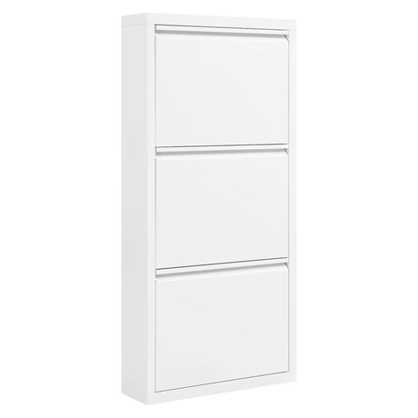 BukkitBow metalen schoenenrek met 3 kanteldeuren, ruimtebesparend en stijlvol voor hal, woonkamer of slaapkamer.