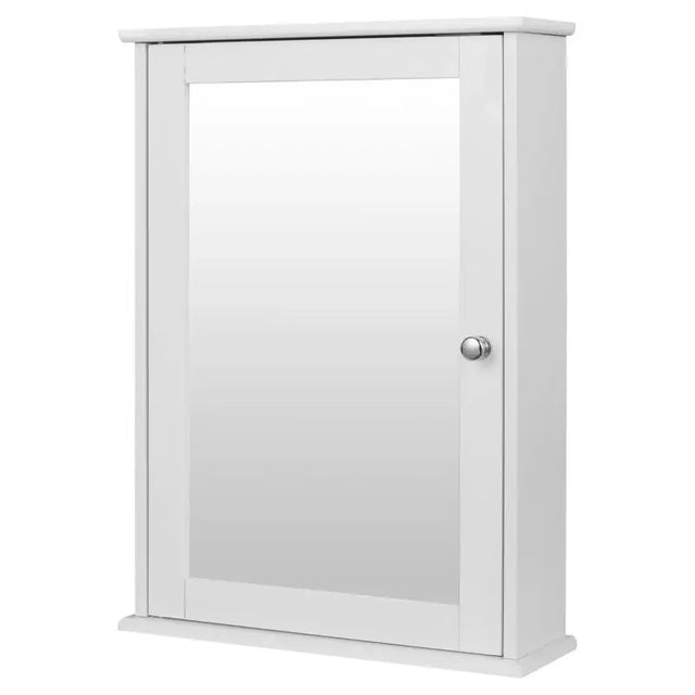 BukkitBow badkamermeubel met spiegelkast, verstelbare plank, waterbestendig, 42x12x58cm, geschikt voor moderne badkamers.