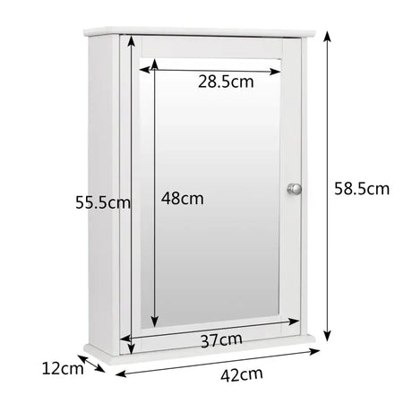 BukkitBow spiegelkast en badkamermeubel met verstelbare plank, waterbestendig, 42x12x58cm, modern en multifunctioneel design