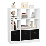 BukkitBow staande boekenkast met 9 kubussen van E1-klasse hout en melamine fineer, inclusief opbergmanden, modern design