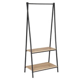BukkitBow staande kapstok met opbergplanken, schoenenrek en zware kledingrail, eenvoudig te monteren, afmetingen 151x60x40cm