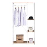 BukkitBow staande kapstok met houten planken, ophanghaken voor jassen en schoenenplank, modern meubel voor entree of slaapkamer.