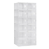 Witte BukkitBow stapelbare schoenendozen met transparante vakken en deurtjes, ideaal als sneaker organizer, set van 8/12/18.