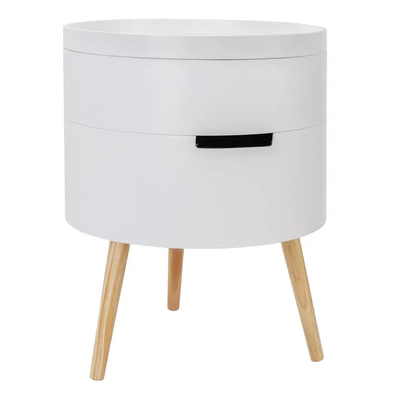 Stijlvol BukkitBow nachtkastje met opslag, MDF en massief hout, waterbestendig en krasvast, 38x38x49 cm, modern design