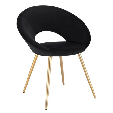 BukkitBow eetkamerstoel met comfortabele fluwelen bekleding en ergonomisch ontwerp, zithoogte 47 cm, geschikt voor verschillende ruimtes.