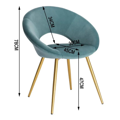BukkitBow eetkamerstoel met comfortabel fluwelen bekleding en ergonomisch ontwerp, zithoogte 47 cm, veelzijdig gebruik.