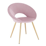 BukkitBow eetkamerstoel in stijlvol fluweel, ergonomisch ontworpen voor comfort, met een zithoogte van 47 cm.