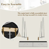 BukkitBow stijlvolle kaptafel set met spiegel en kruk, stevig metalen frame, fluweelafwerking en gouden details, 80x77,5x40 cm