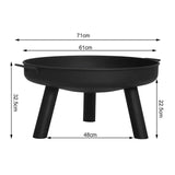 BukkitBow terras vuurkorf in zwart, hittebestendige coating, 61 cm doorsnede, geschikt voor camping en barbecue, vuur- en vuurschaal