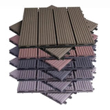 BukkitBow terrasplanken set van 11, 30x30cm, houtlook vlonderplanken met snel klik-systeem in diverse kleuren, geschikt voor buiten.