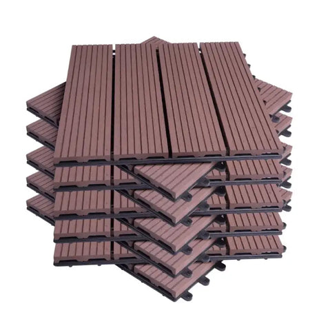 BukkitBow terrasplanken set van 11 stuk, 30x30cm, houtlook, snel klik-systeem, diverse kleuren, geschikt voor vlonder en terras.