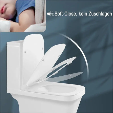 BukkitBow toiletbril met softclose, vierkante antbacteriële toiletzitting, comfortabel en hygiënisch design voor moderne badkamers