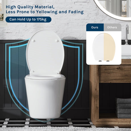 BukkitBow toiletbril met softclose, snelle demontage, krasbestendig en hygiënisch, zichtbaar in een badkameromgeving