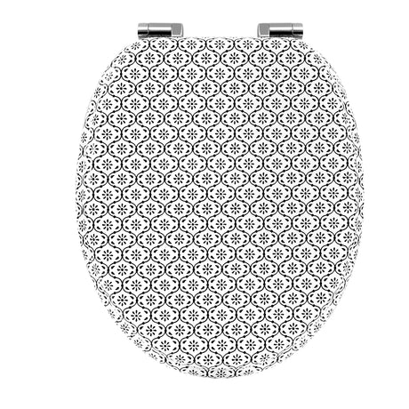 Toiletbril van BukkitBow met softclose, waterafstotend en antibacterieel, met print, geschikt voor toiletzitting, modern design.