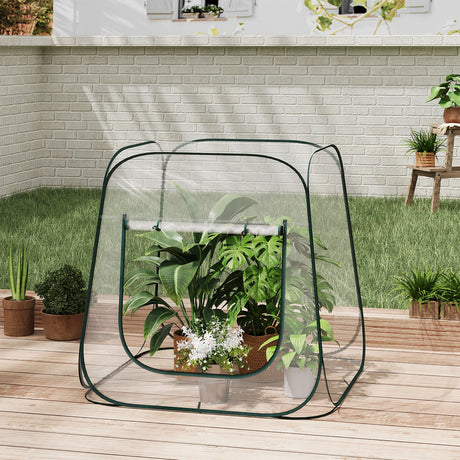 Transparante BukkitBow pop-up kweekkas met ritssluiting en draagtas, ideaal voor het kweken van planten of zaailingen.