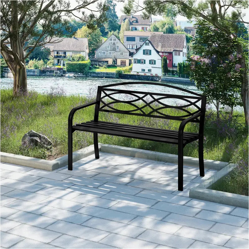 BukkitBow tuinbank van metaal, weerbestendig, geschikt voor 2-3 personen, afmetingen 127x83x60cm, geschikt voor tuin of balkon