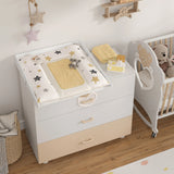 Wit BukkitBow universeel baby verschoonopzetstuk met handgrepen, geschikt voor babyverzorging en snelle verschoning.