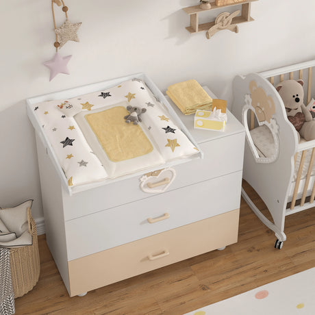 Wit BukkitBow universeel baby verschoonopzetstuk met handgrepen, geschikt voor babyverzorging en snelle verschoning.