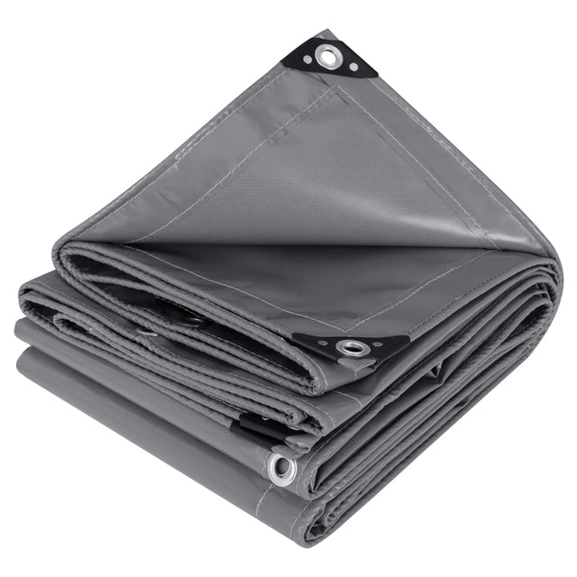 BukkitBow universeel PVC afdekzeil met gegalvaniseerde oogjes, UV-bestendig en geschikt voor bescherming van objecten.
