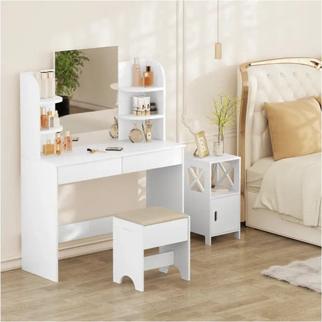 BukkitBow kaptafel kruk met linnen bekleding, schuimvulling en MDF, 40x30x45cm, tot 150kg draagkracht, moderne zitkruk