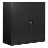 BukkitBow vergrendelbare metalen archiefkast met dubbele deuren en verstelbare planken, 90x92x40 cm, voor kantooropslag