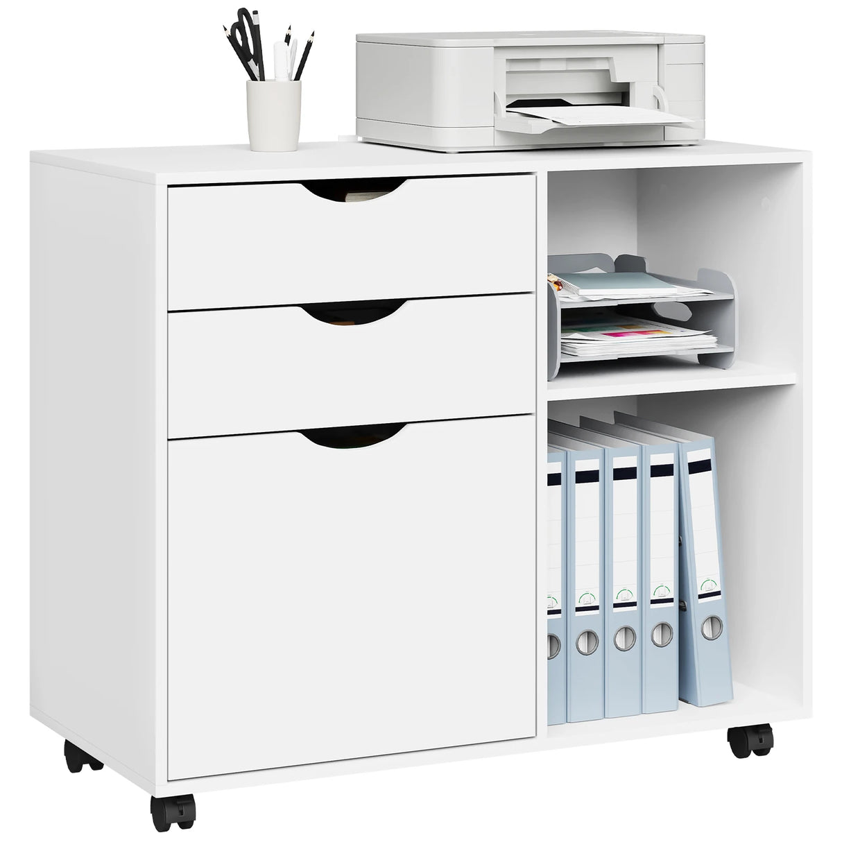 BukkitBow - Verrijdbaar Ladekastje met Hangmappenlade en 3 Laden - Archiefkast