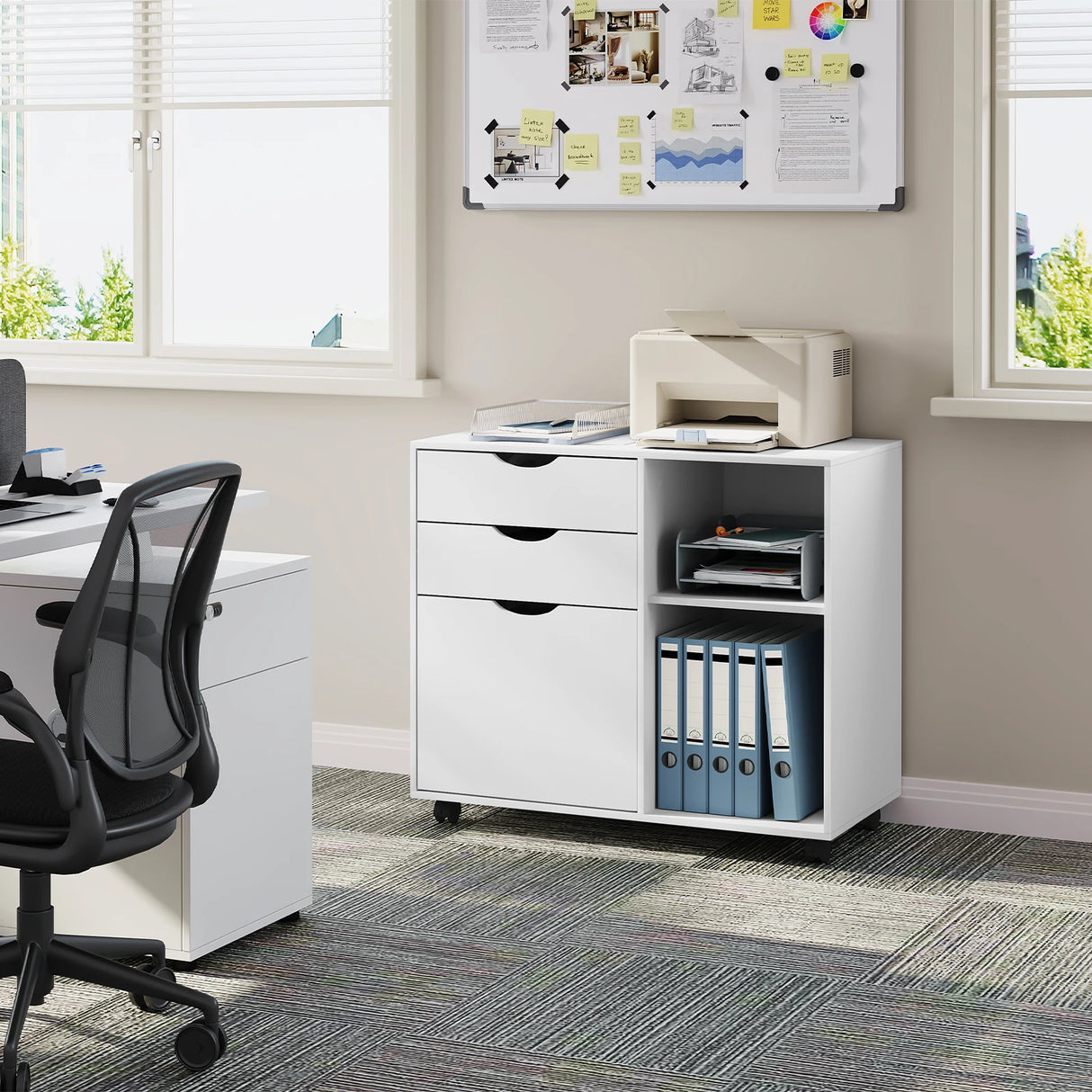 BukkitBow - Verrijdbaar Ladekastje met Hangmappenlade en 3 Laden - Archiefkast