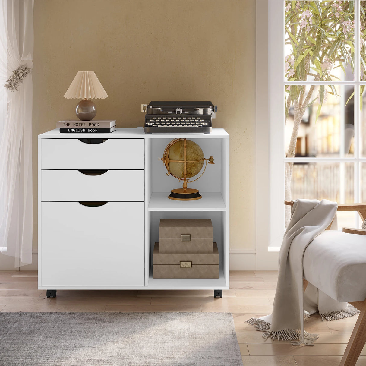 BukkitBow - Verrijdbaar Ladekastje met Hangmappenlade en 3 Laden - Archiefkast