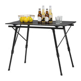 BukkitBow verstelbare aluminium campingtafel met opbergzak, compact, draagbaar, 90x52,2x(45-72) cm, max 30 kg belasting