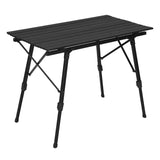 Verstelbare aluminium campingtafel van BukkitBow met opbergzak, compact en draagbaar, 90x52,2x(45-72) cm, geschikt voor 30 kg.