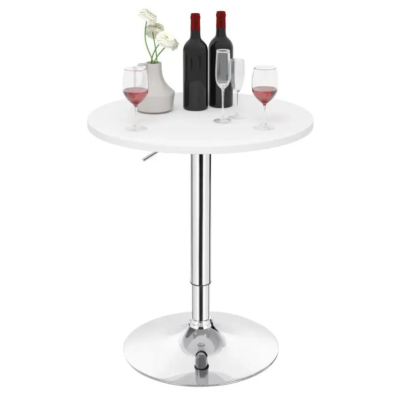 Verstelbare BukkitBow bartafel met MDF en metaal, zwart/wit, 60 cm doorsnede, stabiele chromen basis, modern design