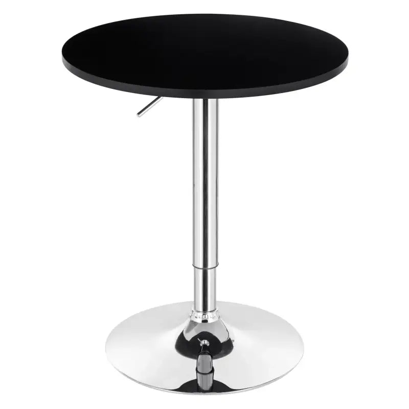 BukkitBow verstelbare bartafel met MDF en metaal, zwart/wit, 60 cm doorsnede, stabiele chrome basis, geschikt als bar- of eettafel