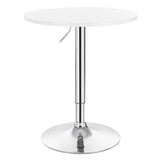 Verstelbare BukkitBow bartafel met MDF en metaal, zwarte en witte kleuren, 60 cm doorsnede met stabiele chrome basis.