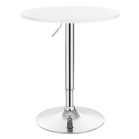 Verstelbare BukkitBow bartafel met MDF en metaal, zwarte en witte kleuren, 60 cm doorsnede met stabiele chrome basis.