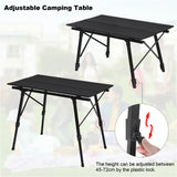 BukkitBow verstelbare campingtafel met oxford opbergzak, lichtgewicht, compact, 90x52.2x(45-72)cm, geschikt voor kampeeravonden.