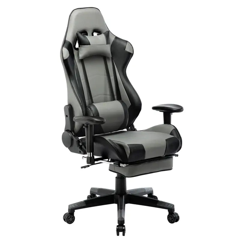 BukkitBow verstelbare gaming stoel van kunstleer met 360° draaibare zitting, kantelbare rugleuning, arm- en voetsteun, max 136kg