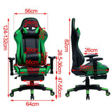 BukkitBow gaming stoel van kunstleer, 360° draaibaar, 135° kantelbare rugleuning, met arm- en voetsteun, maximaal 136 kg.