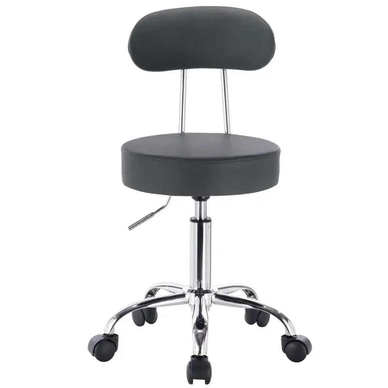 BukkitBow verstelbare kunstleren bureaustoel met verchroomd stalen frame, ergonomisch ontwerp en 360° draaibaar, tot 100 kg draagvermogen.