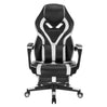 BukkitBow racing gamingstoel in wit en zwart/leather en nylon met uitklapbare voetensteun, verstelbare hoogte 115-123cm