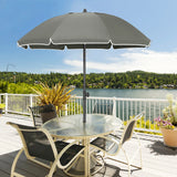 BukkitBow verstelbare ronde parasol met kantelfunctie en draagtas, geschikt voor buitengebruik, zwart met stevige metalen frame