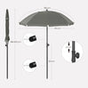 Ruime BukkitBow ronde parasol met kantelfunctie en draagtas, ideaal voor schaduw en bescherming in de tuin of op terras.