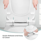 Vierkante toiletbril van BukkitBow, kunststof met soft-close, universeel ontwerp voor comfortabele en stille sluiting.