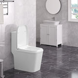 Vierkante kunststof toiletbril van BukkitBow met soft-close, universeel ontwerp en moderne uitstraling, zichtbaar in de afbeelding.