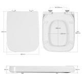 BukkitBow vierkante kunststof toiletbril met soft-close, universeel passend voor toiletpotten.