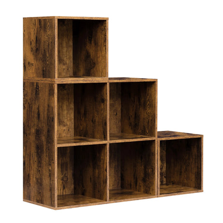 BukkitBow vintage modulaire boekenkast met open vakken, vrijstaand wandrek voor woonkamer en kantoor, zwart houten design