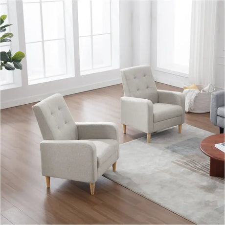 Luxe BukkitBow vleugelstoel met armleuningen, linnen en fluwelen bekleding, massieve houten poten, comfortabele lounge fauteuil
