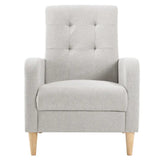 BukkitBow vleugelstoel met armleuningen, linnen en fluwelen bekleding, massief houten poten, luxe lounge fauteuil.