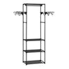 BukkitBow vrijstaand kledingrek met metalen frame, haken en legplanken, geschikt voor slaapkamer en hal, open garderobe.